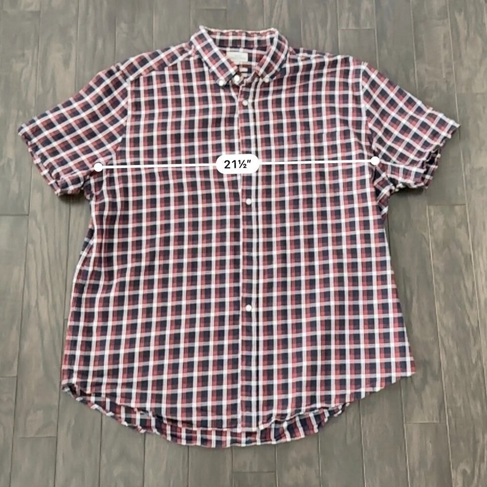 Next Red, White & Blue Check XXL Men's Short-Sleeve Shirt  100% Cotton - Picture 7 of 10